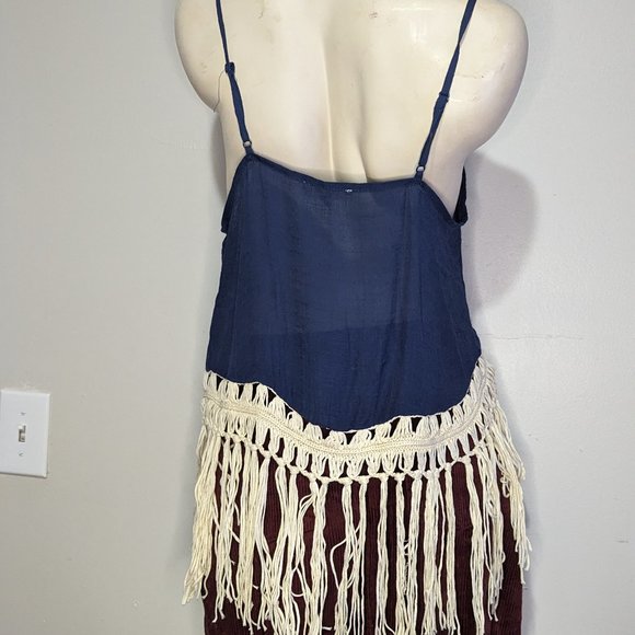 Before You Blue Tassel Top S NWOT - Picture 2 of 4